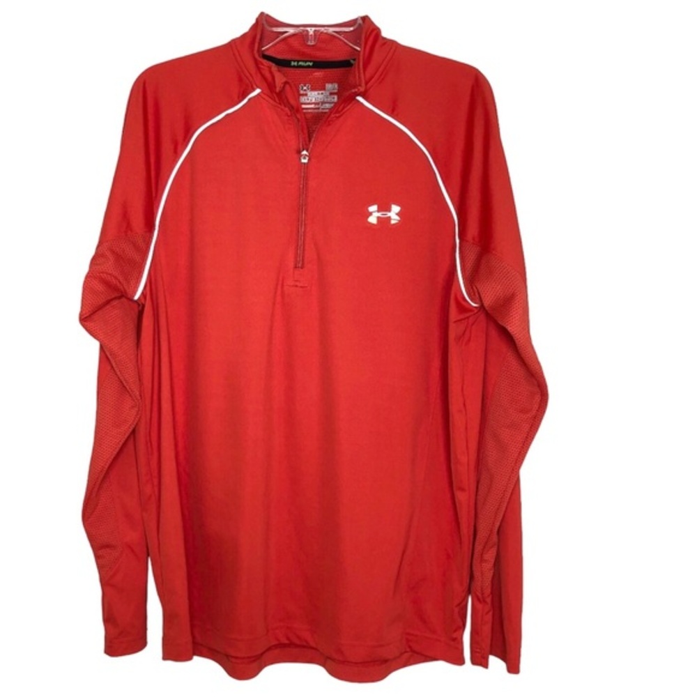 Under Armour Run All Season Gear Quarter Zip Reflective Details Orange Shirt L